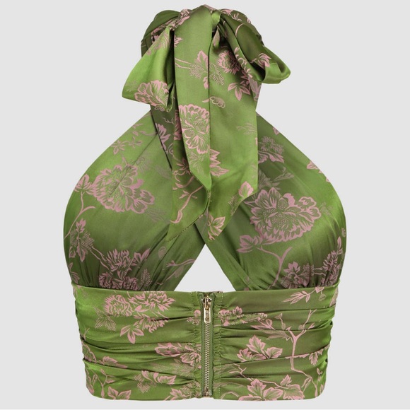 Cider Floral Criss Cross Halter Crop Top - Picture 6 of 15